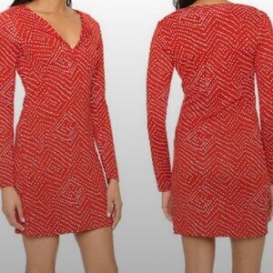 Womens Diane Von Furstenberg Red White Dotted Jersey Shift Dress 12